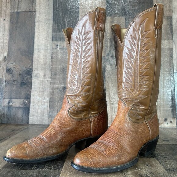 Tony Lama Vintage Gold Label Bullhide Western Cowboy Boots Mens 10.5 E - Picture 1 of 9